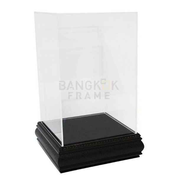 กรอบกล่องใสโชว์สินค้าฐานไม้